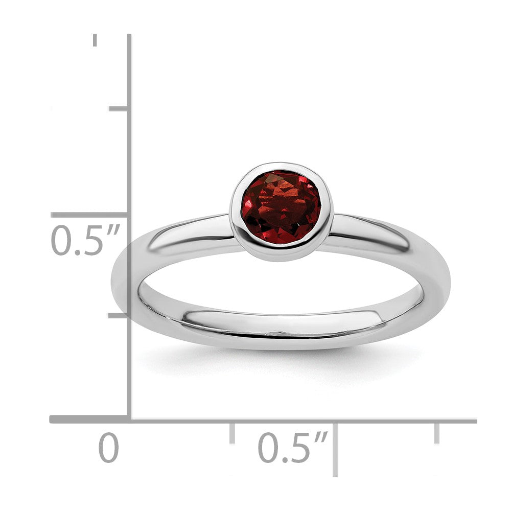 Sterlingsilber Stapelbar Expressions Low 5mm Rund Granat Ring