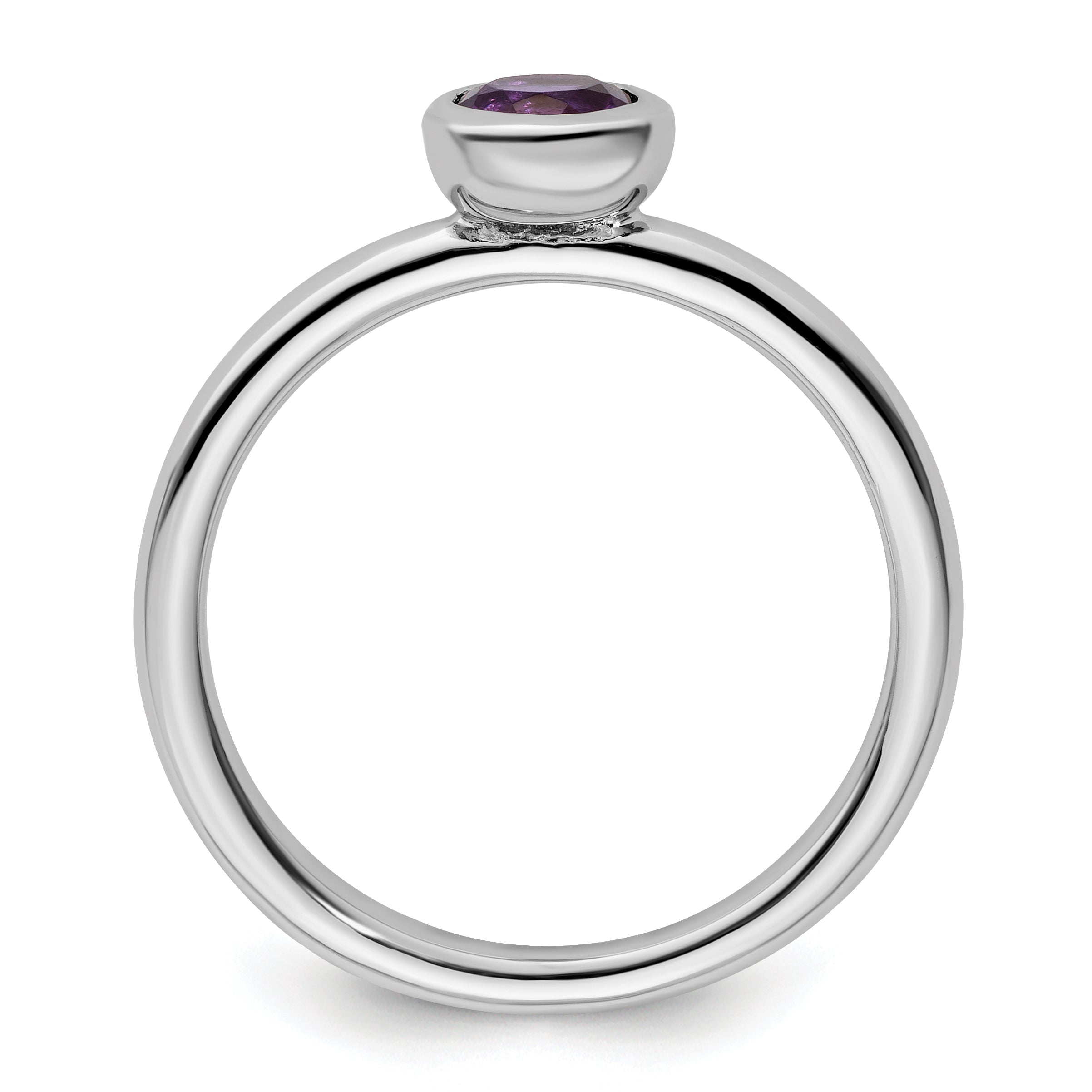 Sterlingsilber Stapelbar Expressions Low 5mm Rund Amethyst Ring