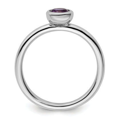 Sterlingsilber Stapelbar Expressions Low 5mm Rund Amethyst Ring