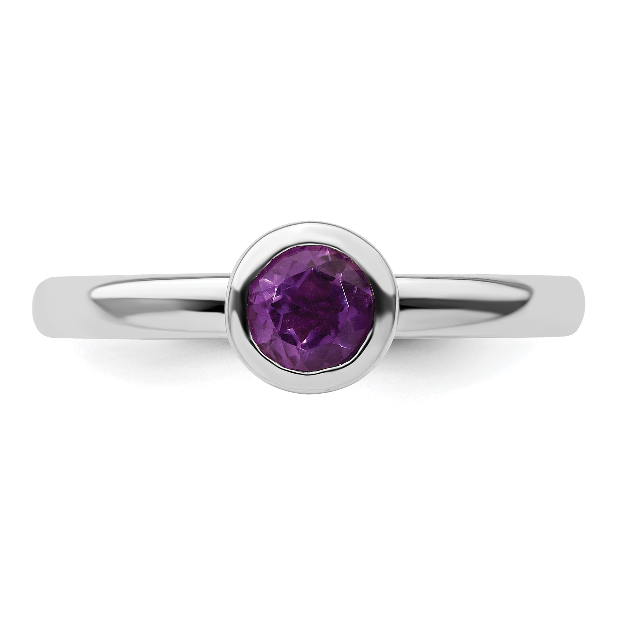 Sterlingsilber Stapelbar Expressions Low 5mm Rund Amethyst Ring