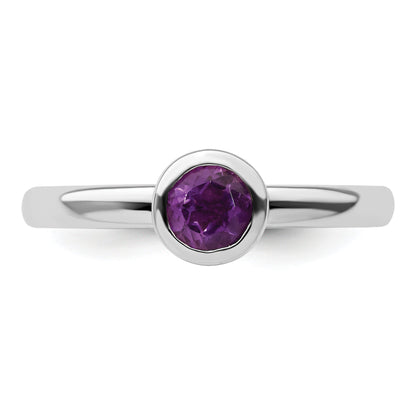 Sterlingsilber Stapelbar Expressions Low 5mm Rund Amethyst Ring