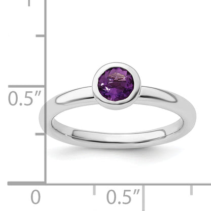 Sterlingsilber Stapelbar Expressions Low 5mm Rund Amethyst Ring