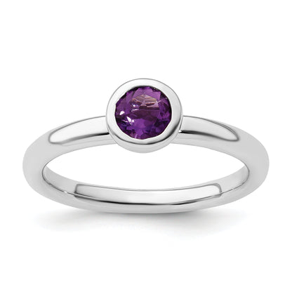 Sterlingsilber Stapelbar Expressions Low 5mm Rund Amethyst Ring