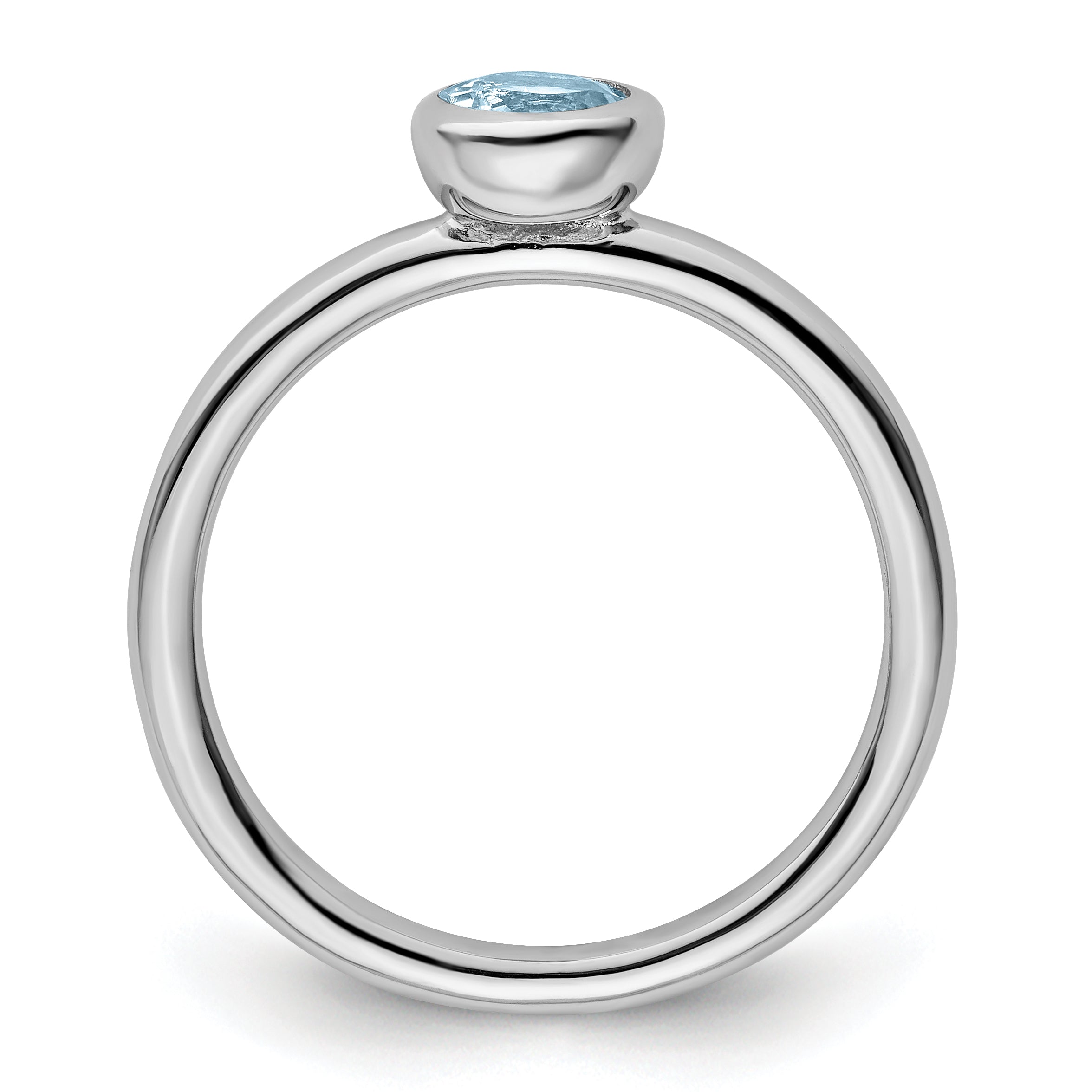 Sterlingsilber Stapelbar Expressions Low 5mm Rund Aquamarin Ring