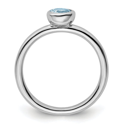 Sterlingsilber Stapelbar Expressions Low 5mm Rund Aquamarin Ring