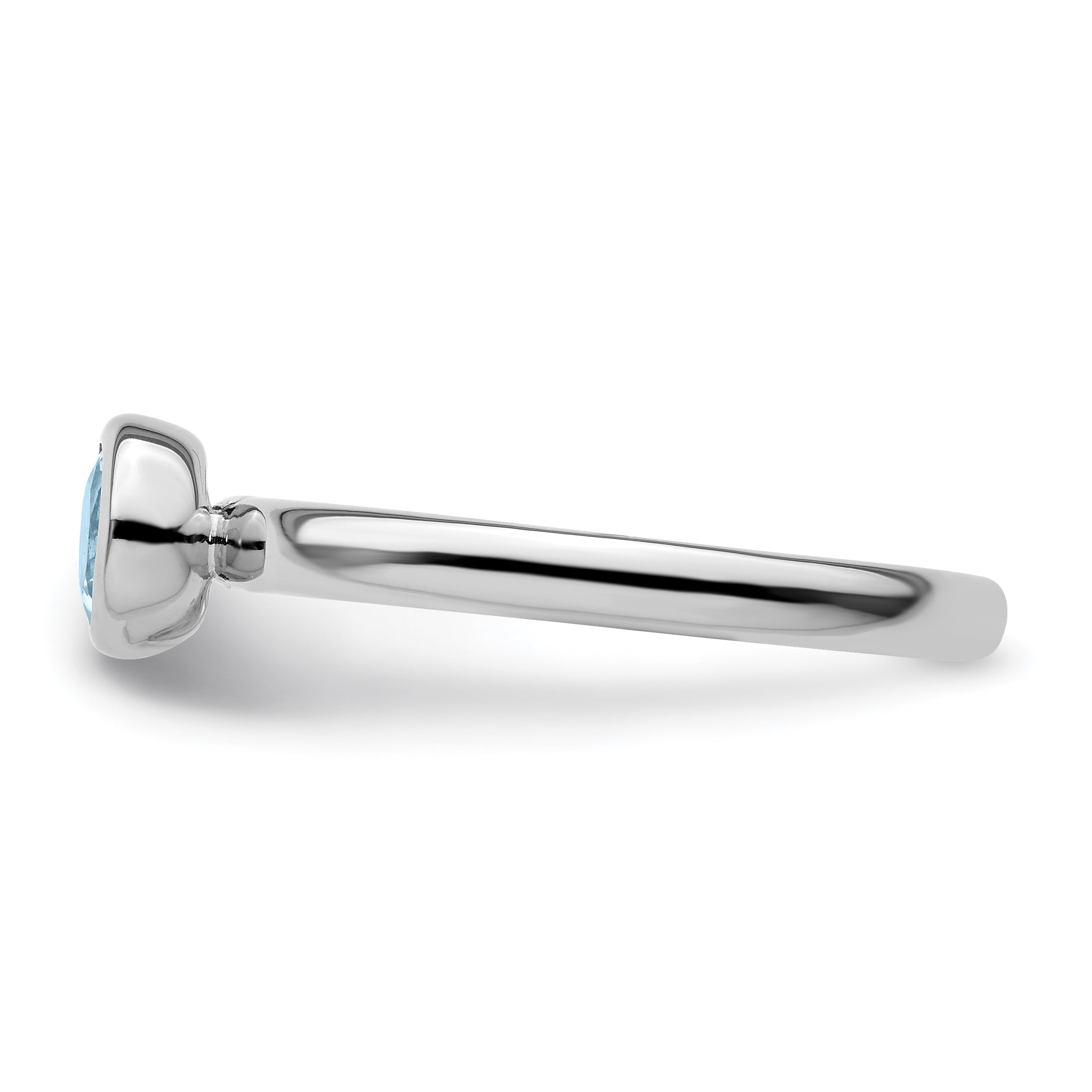 Sterlingsilber Stapelbar Expressions Low 5mm Rund Aquamarin Ring