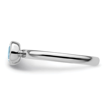 Sterlingsilber Stapelbar Expressions Low 5mm Rund Aquamarin Ring
