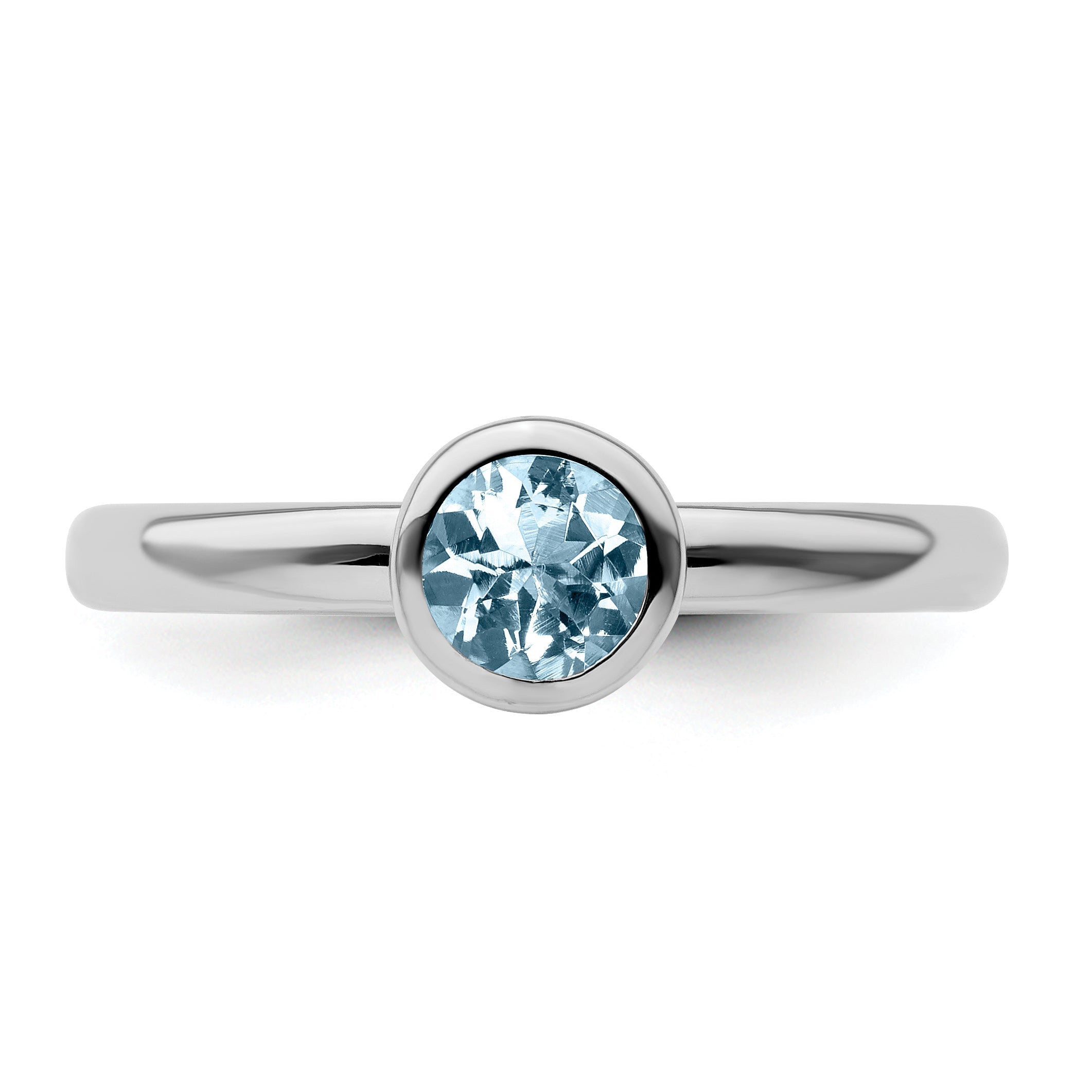 Sterlingsilber Stapelbar Expressions Low 5mm Rund Aquamarin Ring