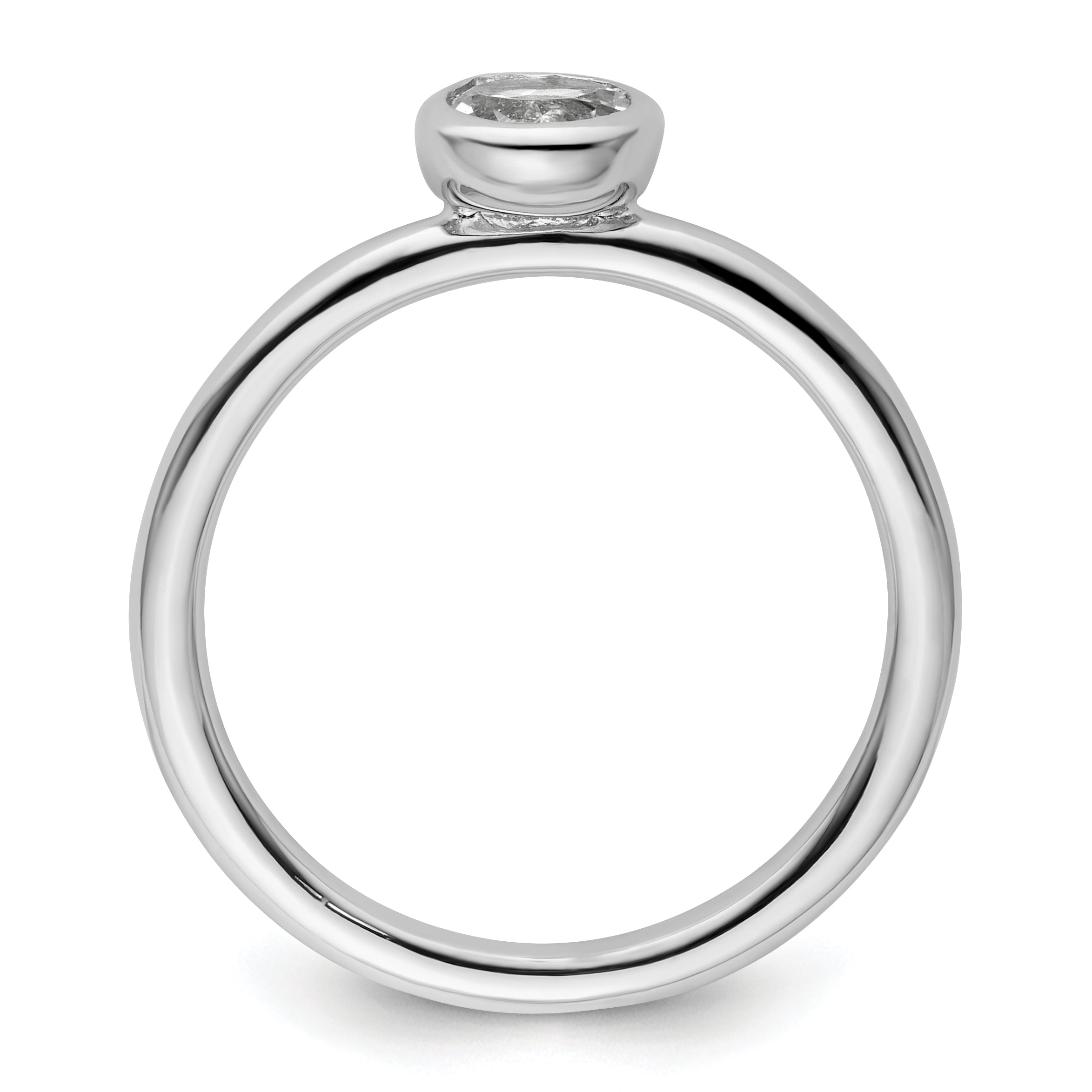 Sterlingsilber Stapelbar Expressions Low 5mm Rund Weiß Topas Ring