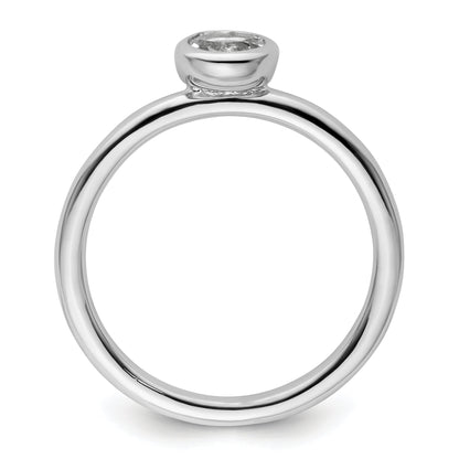 Sterlingsilber Stapelbar Expressions Low 5mm Rund Weiß Topas Ring