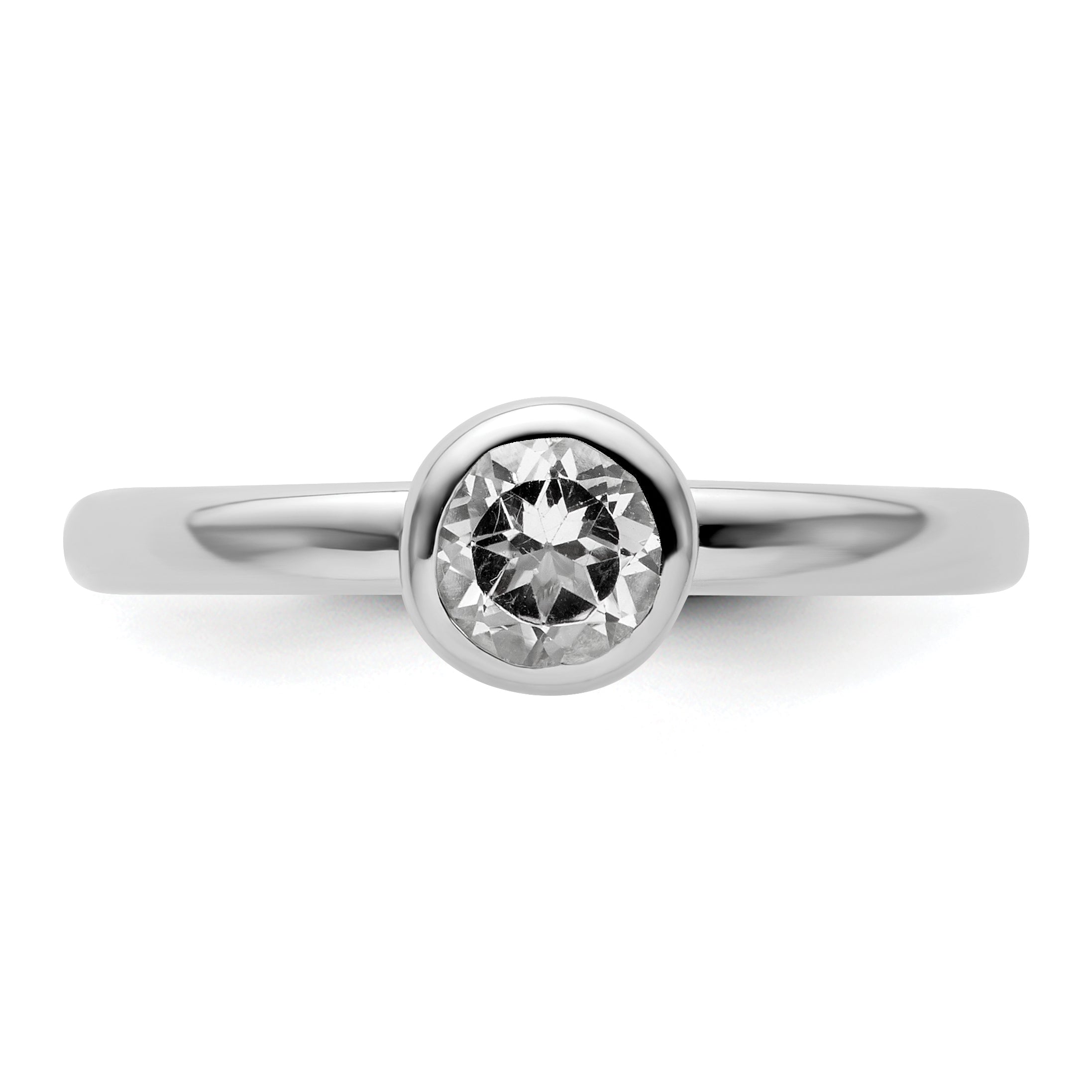 Sterlingsilber Stapelbar Expressions Low 5mm Rund Weiß Topas Ring