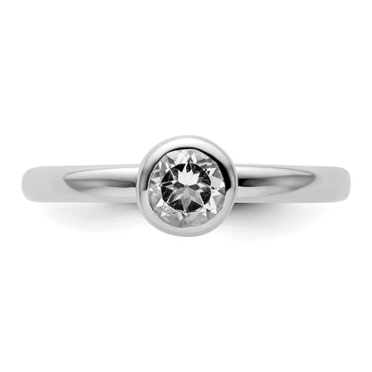 Sterlingsilber Stapelbar Expressions Low 5mm Rund Weiß Topas Ring