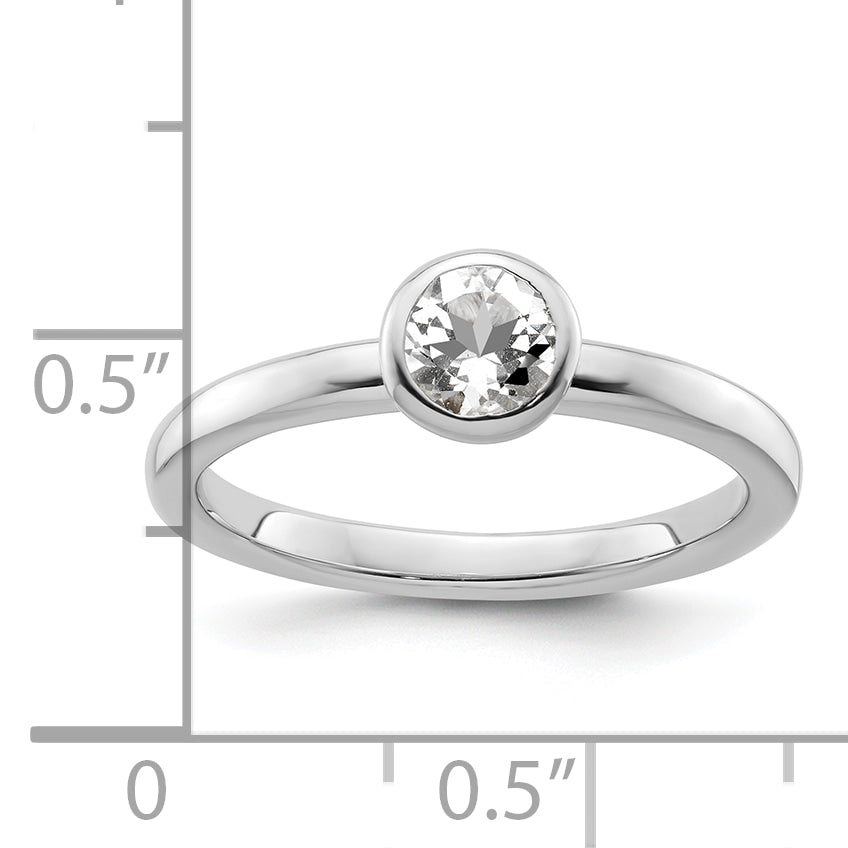 Sterlingsilber Stapelbar Expressions Low 5mm Rund Weiß Topas Ring