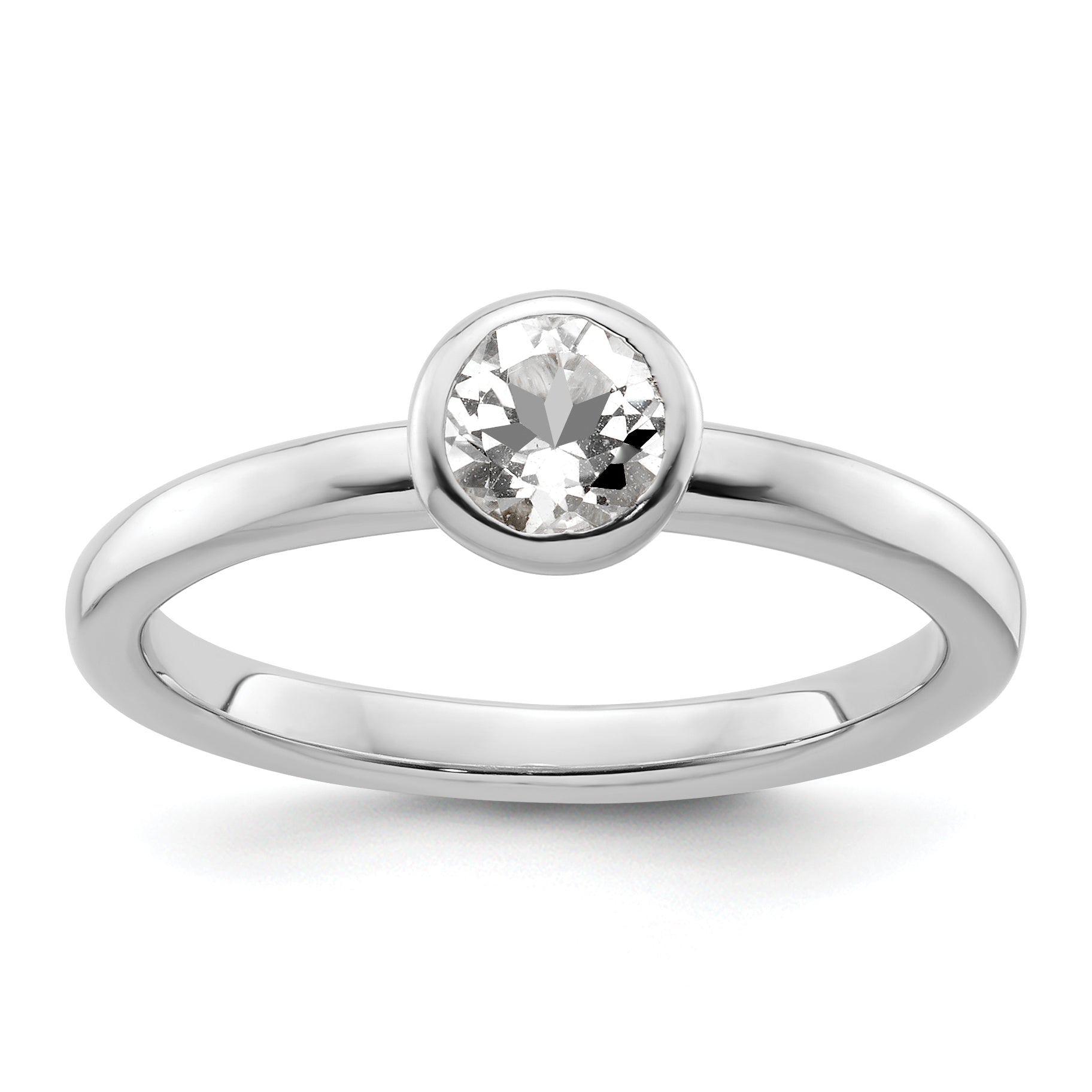 Sterlingsilber Stapelbar Expressions Low 5mm Rund Weiß Topas Ring