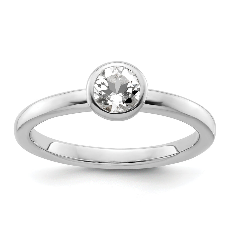 Sterlingsilber Stapelbar Expressions Low 5mm Rund Weiß Topas Ring