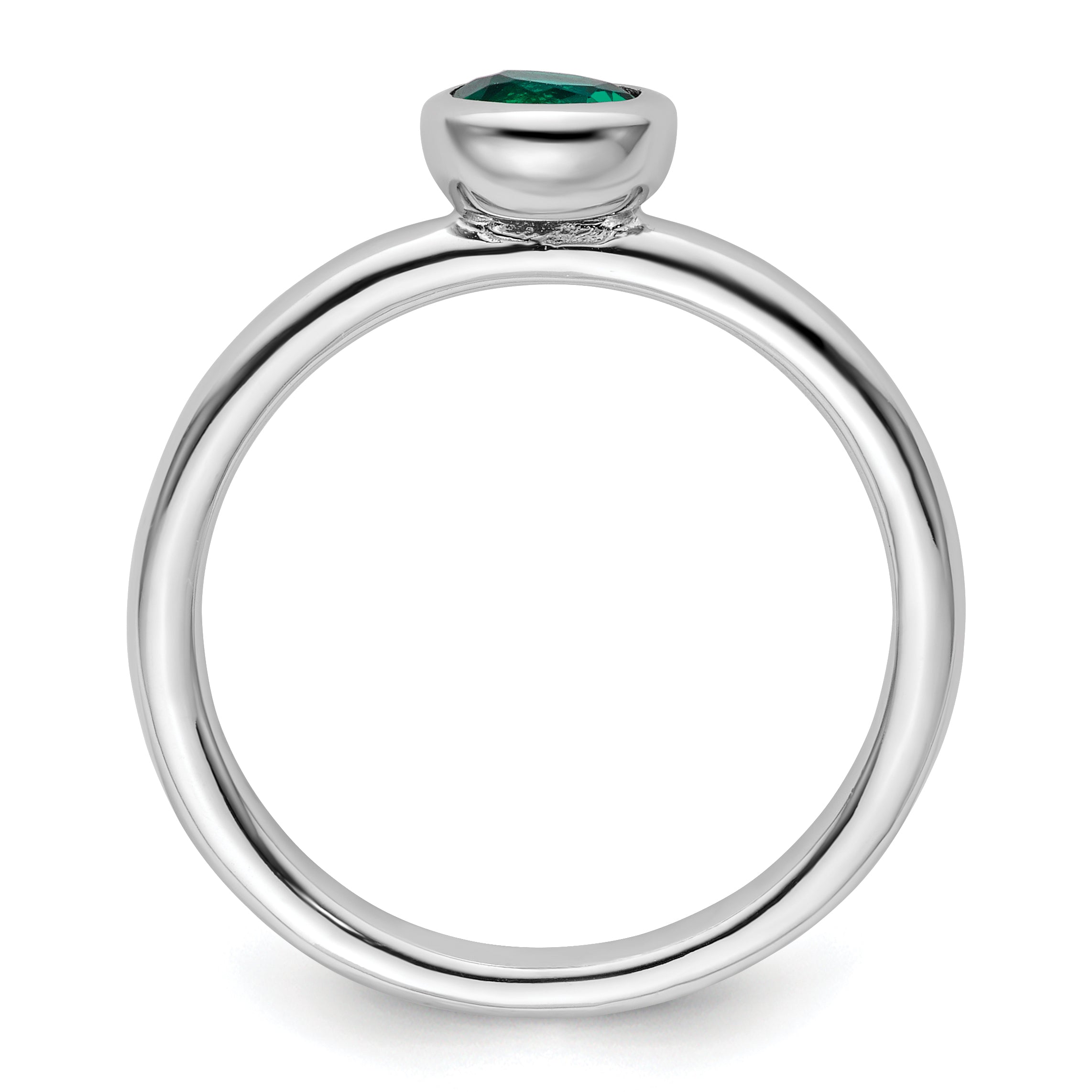 Sterlingsilber Stapelbar Expressions Low 5mm Rund Cr. Smaragd Ring