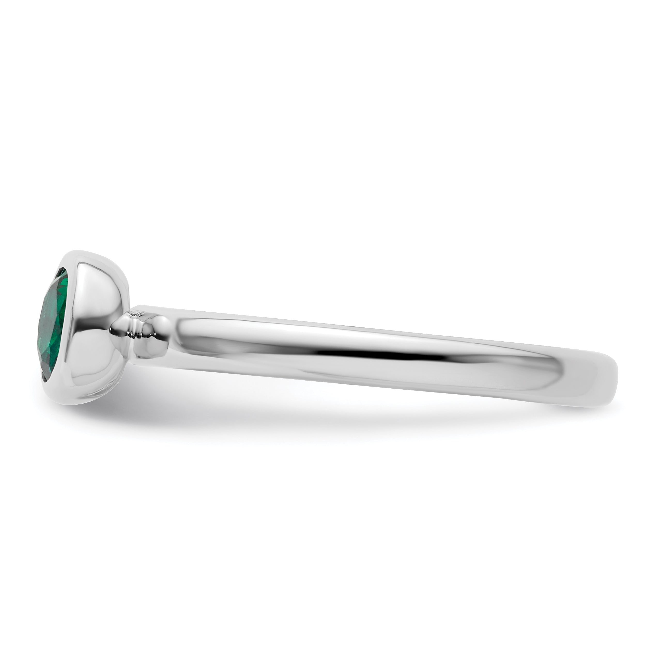 Sterlingsilber Stapelbar Expressions Low 5mm Rund Cr. Smaragd Ring