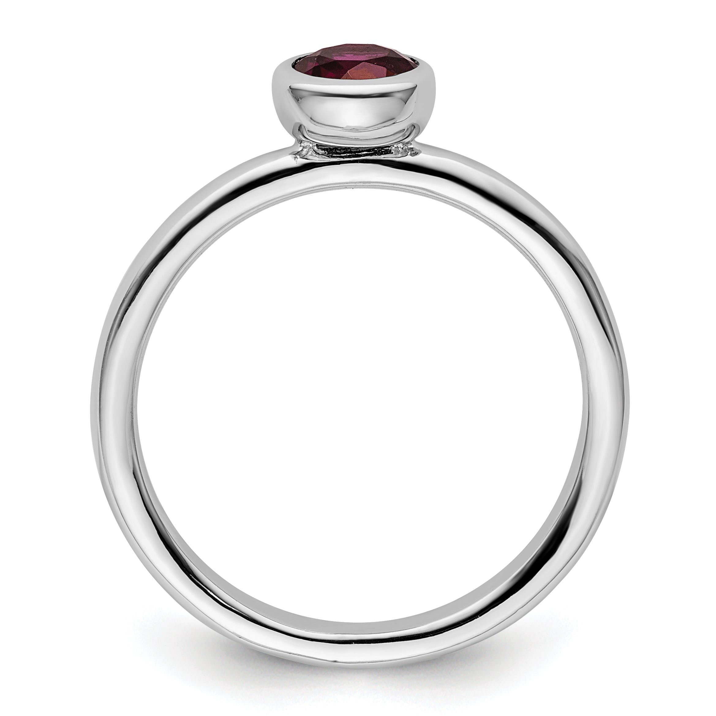 Sterlingsilber Ss Stapelbar Expressions Low 5mm Rund Rhodolith Granat Ring