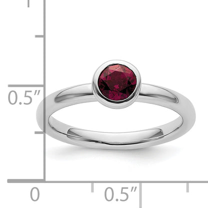 Sterlingsilber Ss Stapelbar Expressions Low 5mm Rund Rhodolith Granat Ring