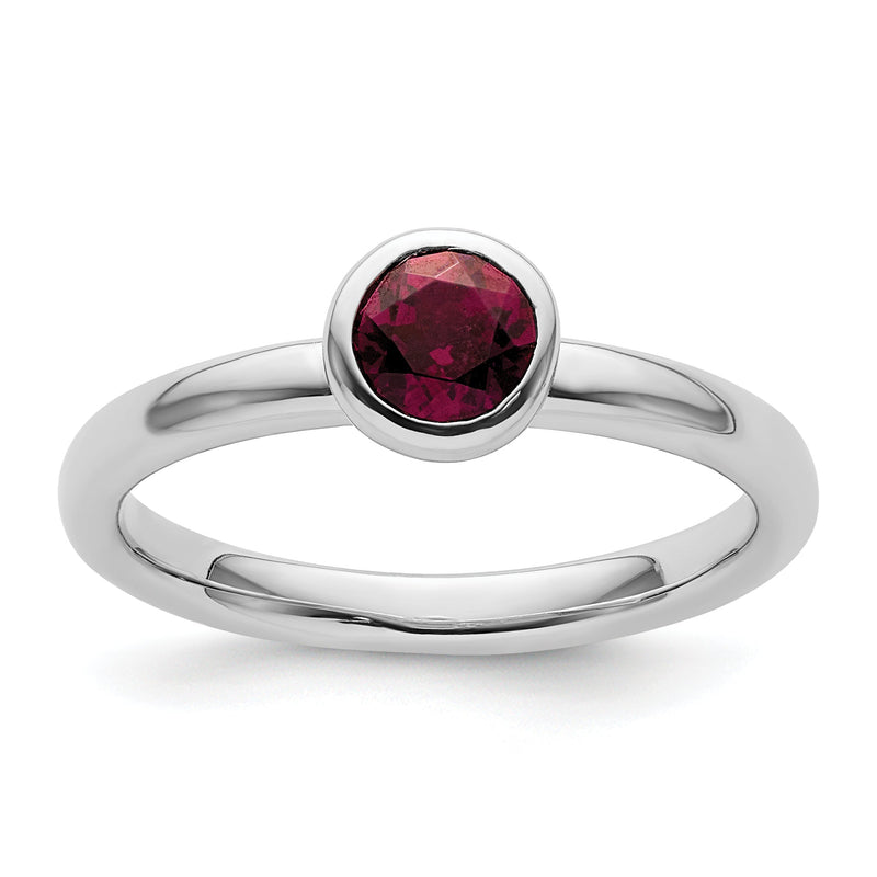 Sterlingsilber Ss Stapelbar Expressions Low 5mm Rund Rhodolith Granat Ring