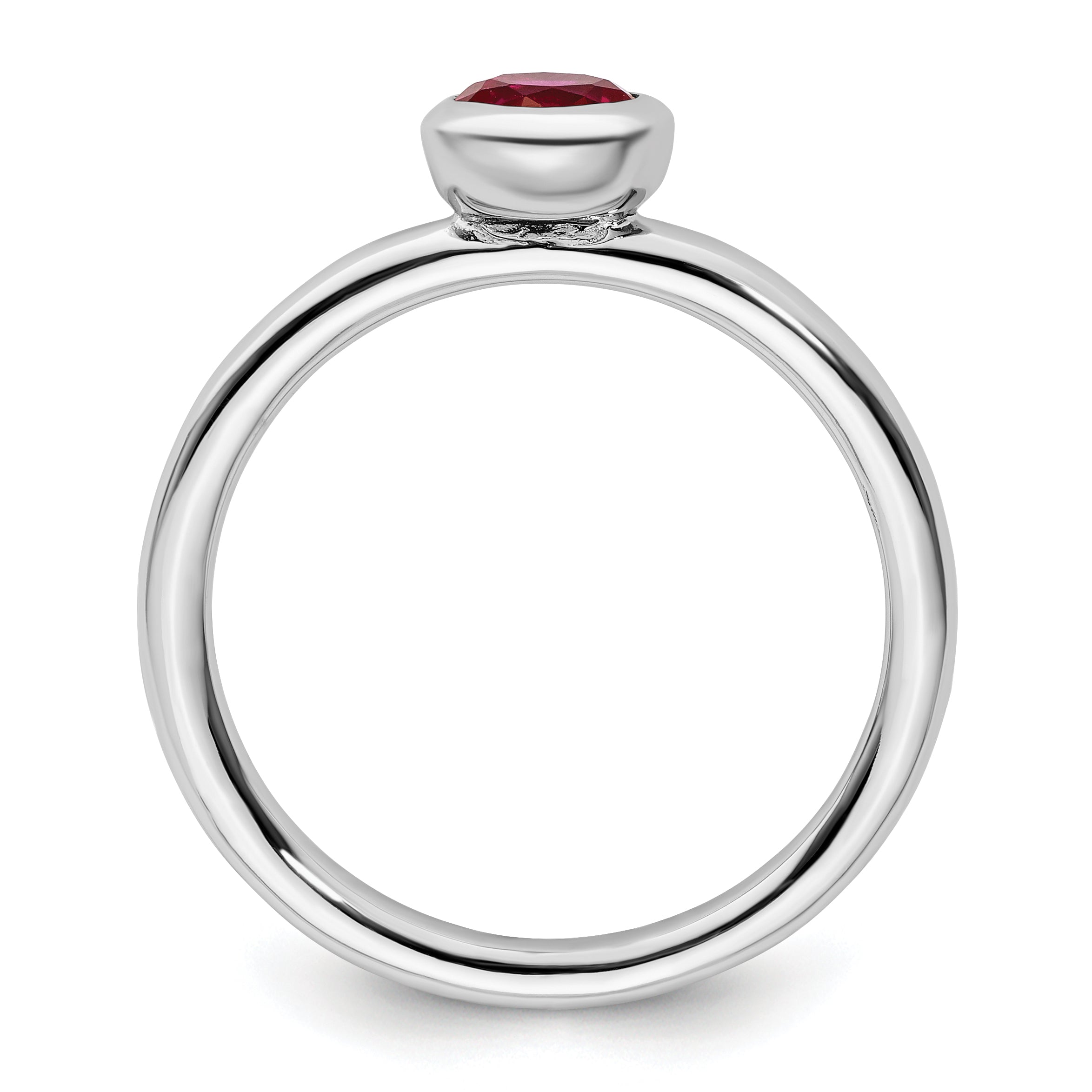 Sterlingsilber Stapelbar Expressions Low 5mm Rund Cr. Rubin Ring