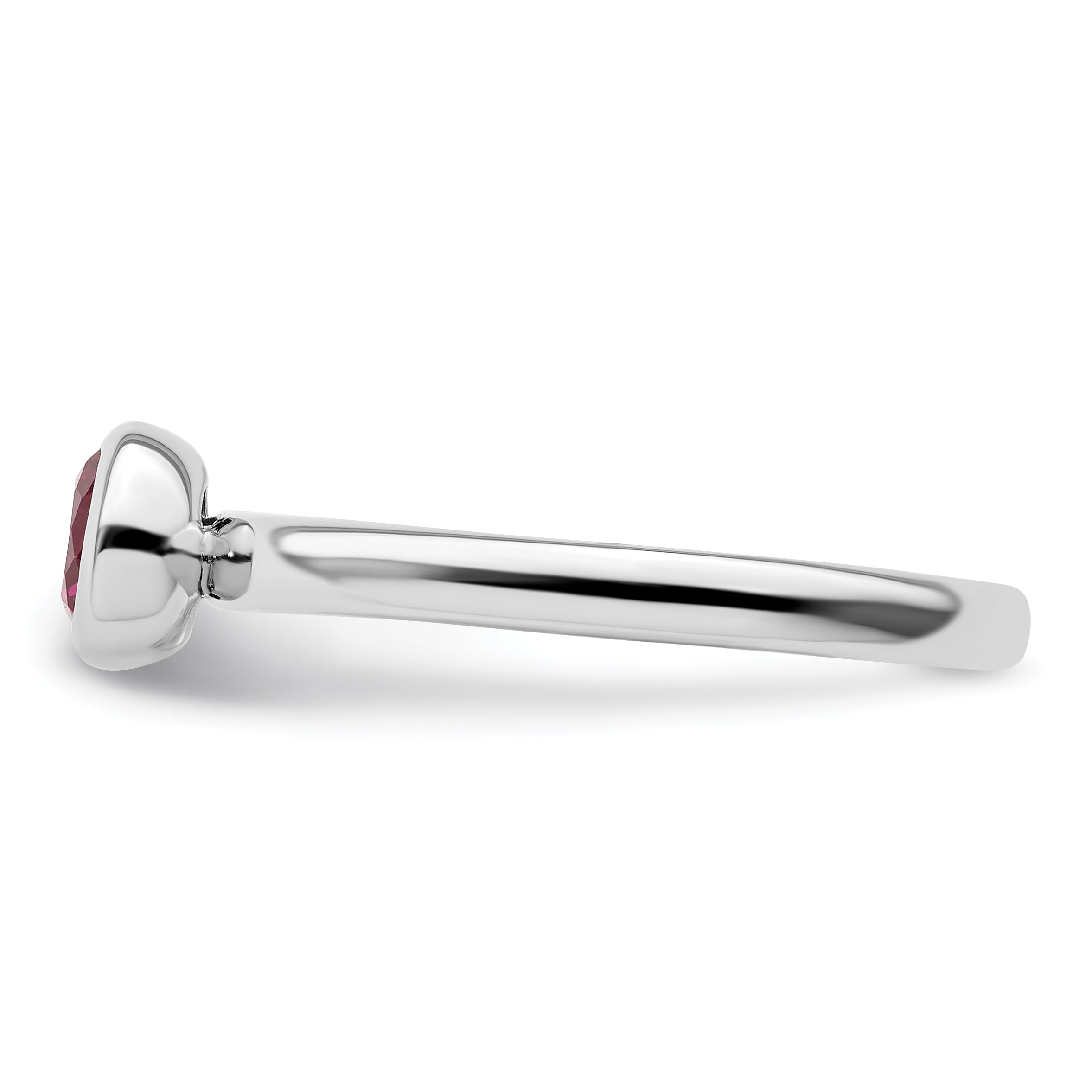 Sterlingsilber Stapelbar Expressions Low 5mm Rund Cr. Rubin Ring