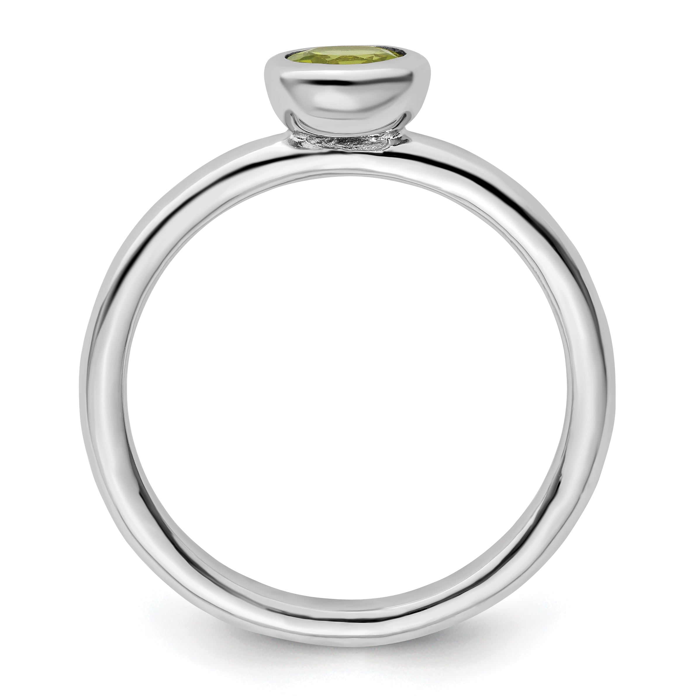 Sterlingsilber Stapelbar Expressions Low 5mm Rund Peridot Ring