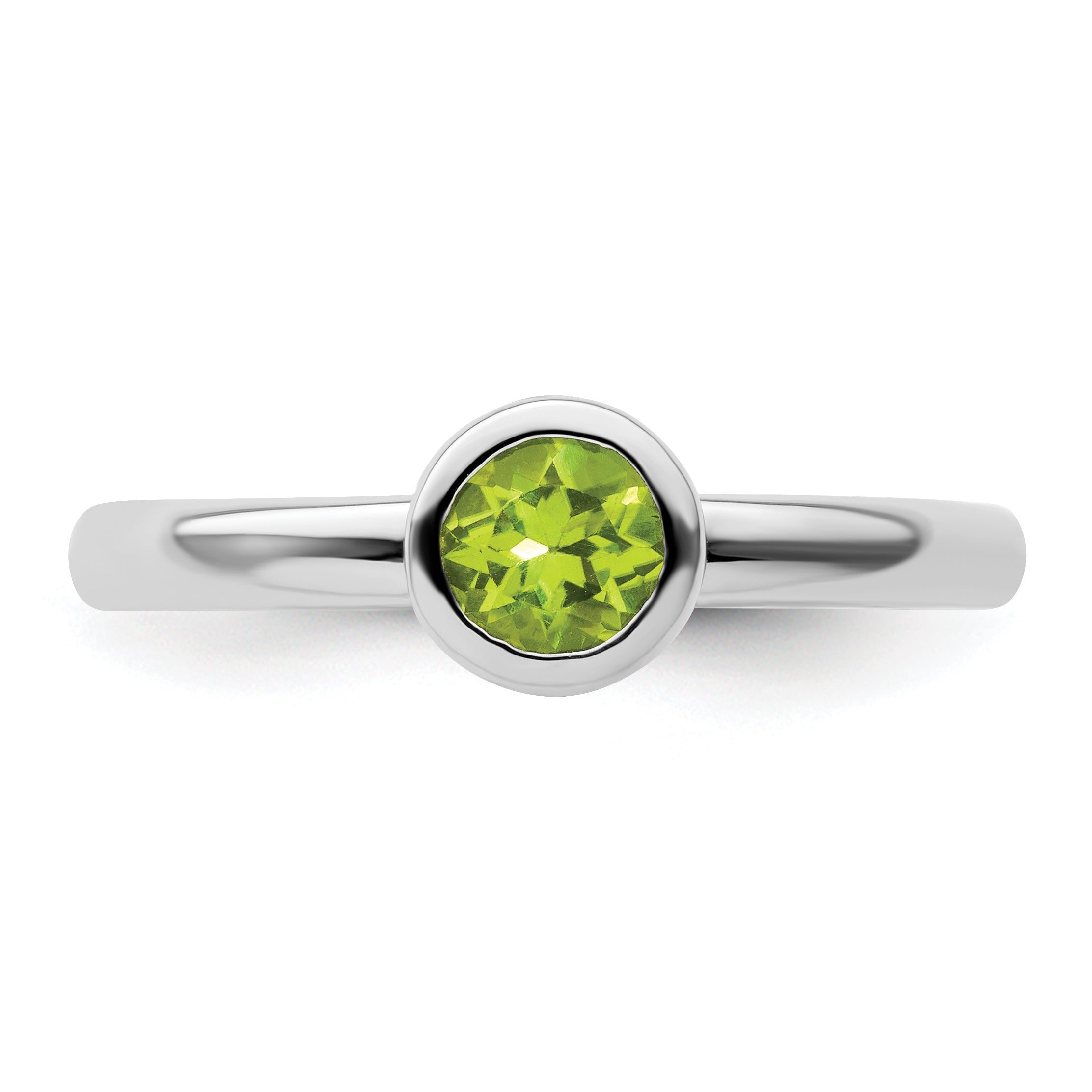 Sterlingsilber Stapelbar Expressions Low 5mm Rund Peridot Ring