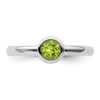 Sterlingsilber Stapelbar Expressions Low 5mm Rund Peridot Ring