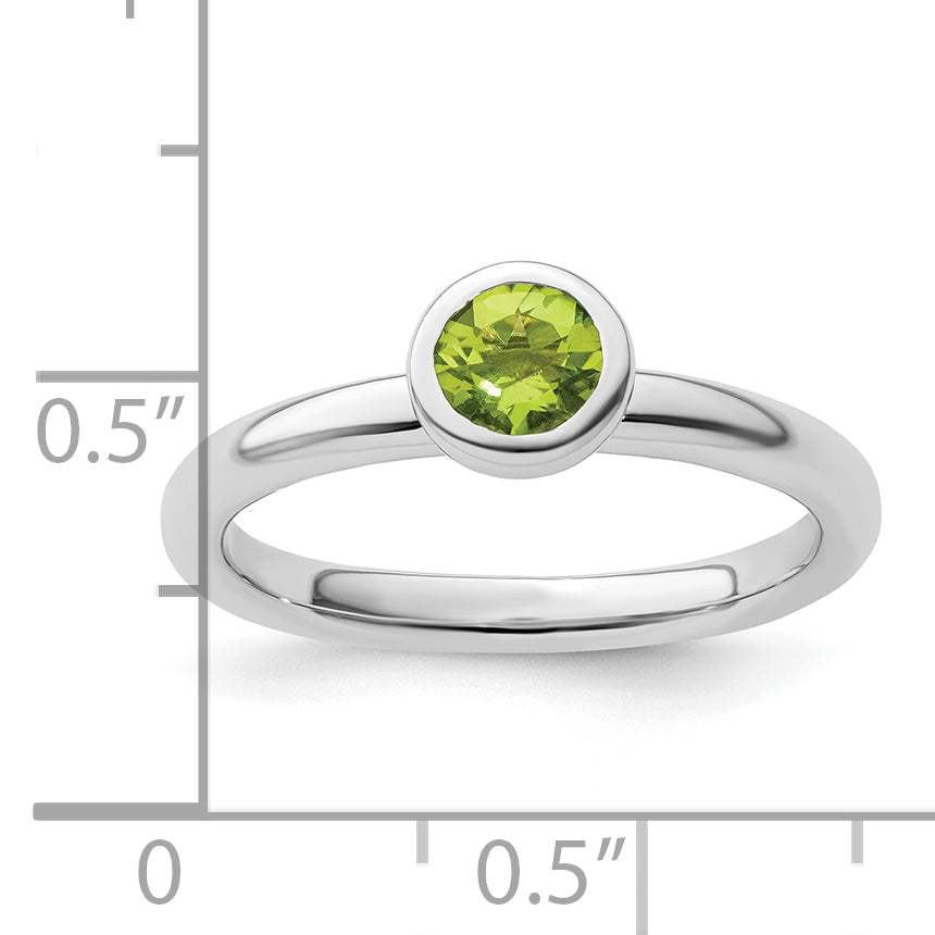 Sterlingsilber Stapelbar Expressions Low 5mm Rund Peridot Ring