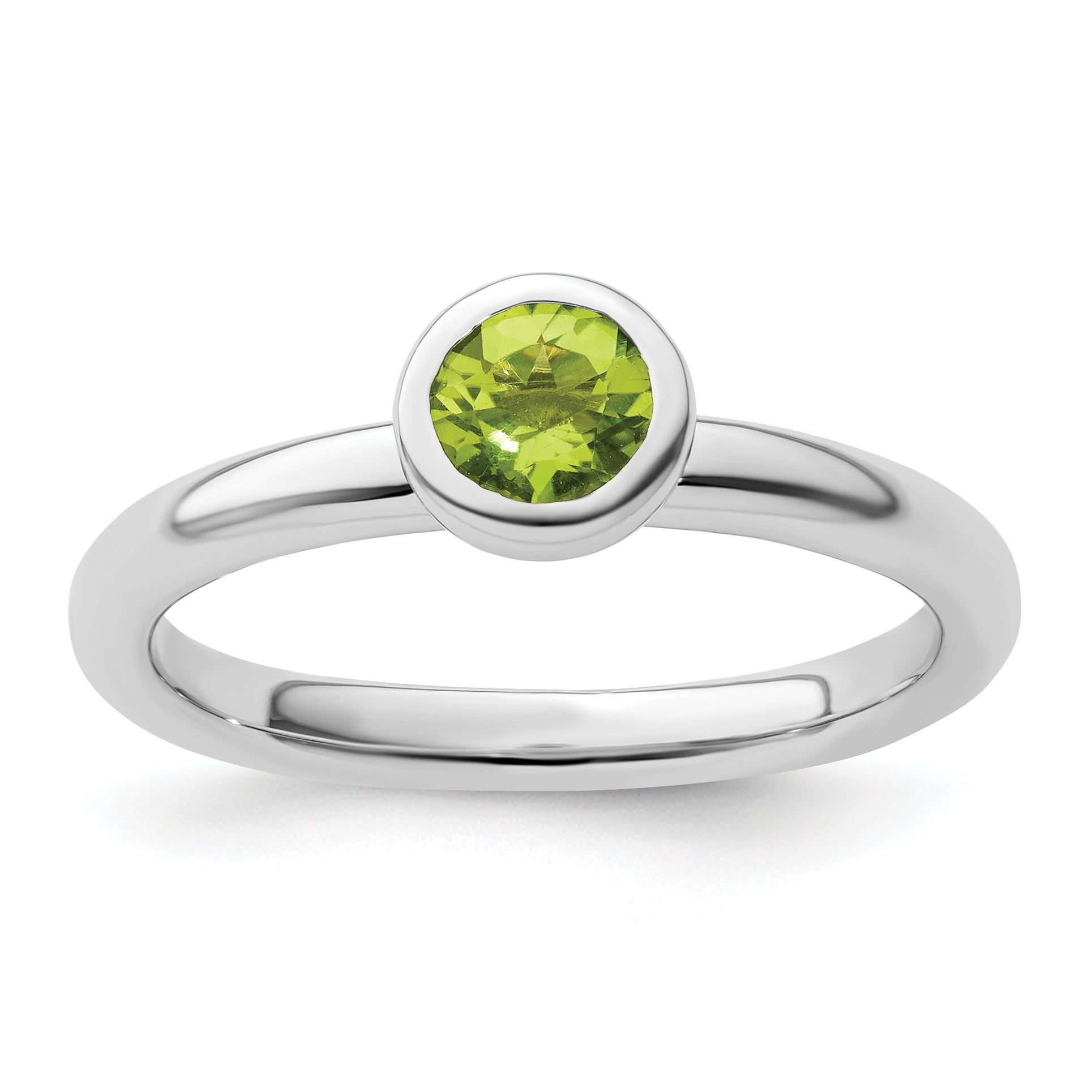 Sterlingsilber Stapelbar Expressions Low 5mm Rund Peridot Ring