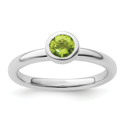 Sterlingsilber Stapelbar Expressions Low 5mm Rund Peridot Ring