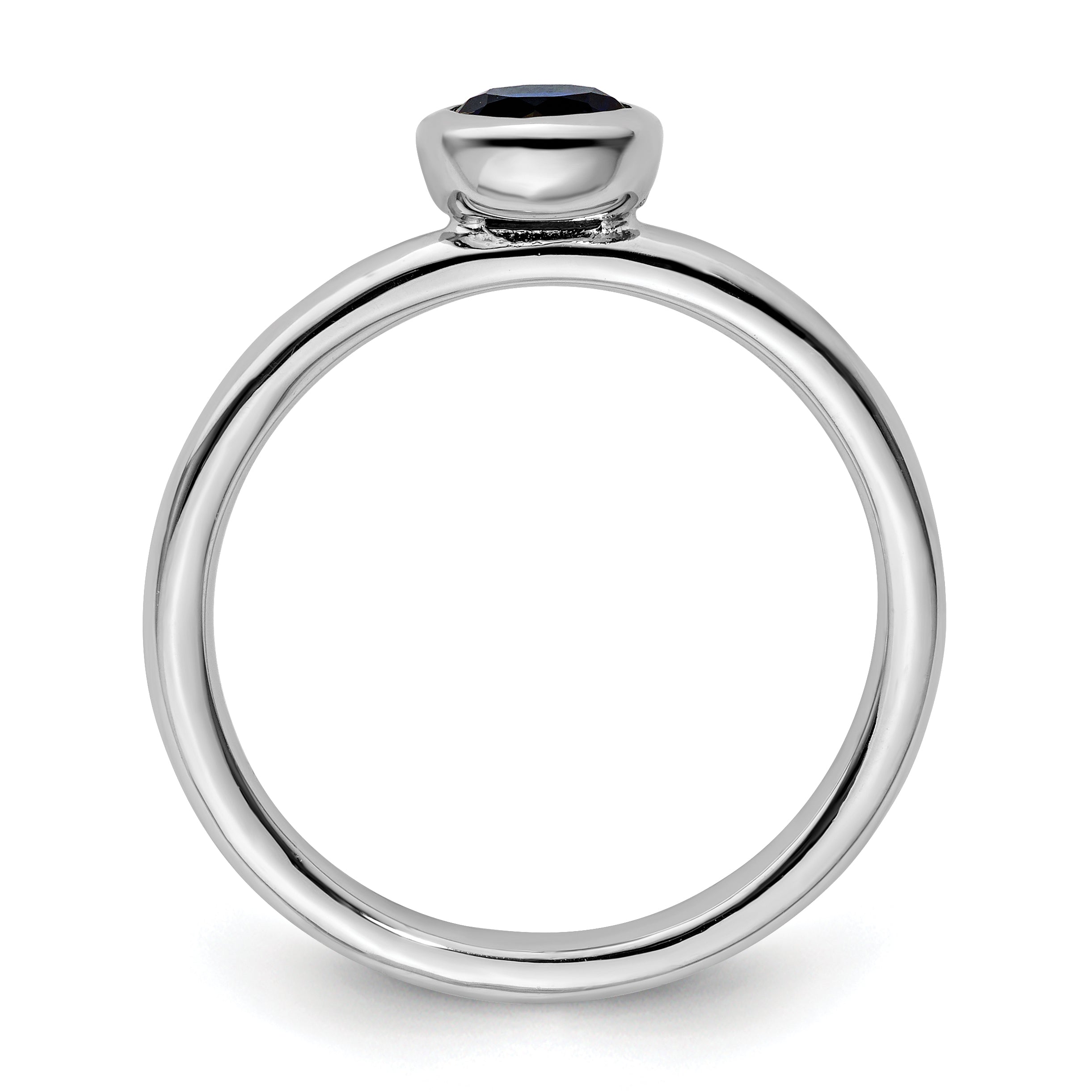 Sterlingsilber Stapelbar Expressions Low 5mm Rund Cr. Saphir Ring