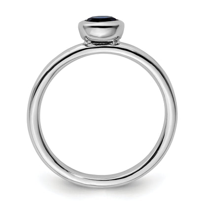 Sterlingsilber Stapelbar Expressions Low 5mm Rund Cr. Saphir Ring