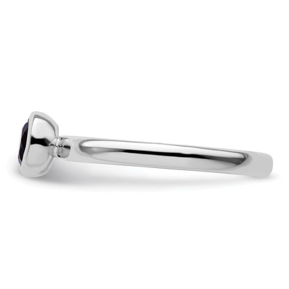 Sterlingsilber Stapelbar Expressions Low 5mm Rund Cr. Saphir Ring