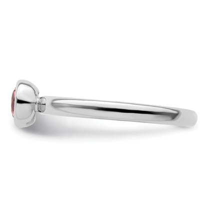 Sterlingsilber Ss Stapelbar Expressions Low 5mm Rund Rosa Turmalin Ring
