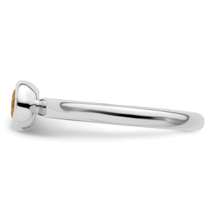 Sterlingsilber Stapelbar Expressions Low 5mm Rund Citrin Ring