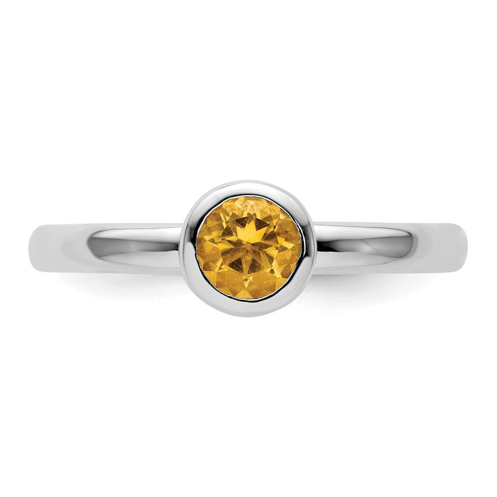 Sterlingsilber Stapelbar Expressions Low 5mm Rund Citrin Ring