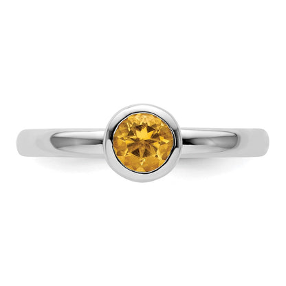 Sterlingsilber Stapelbar Expressions Low 5mm Rund Citrin Ring