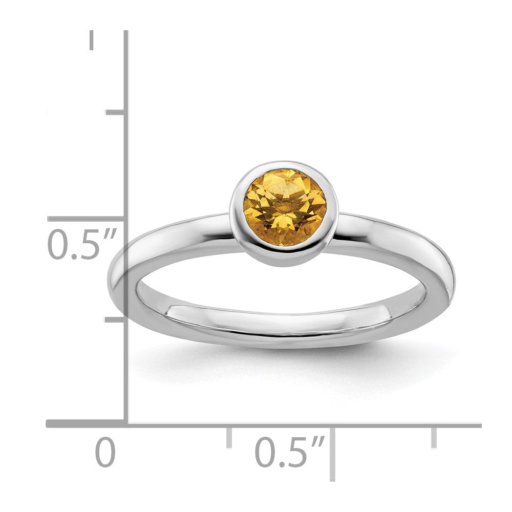 Sterlingsilber Stapelbar Expressions Low 5mm Rund Citrin Ring