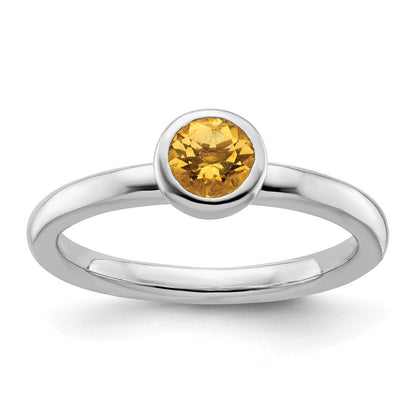 Sterlingsilber Stapelbar Expressions Low 5mm Rund Citrin Ring