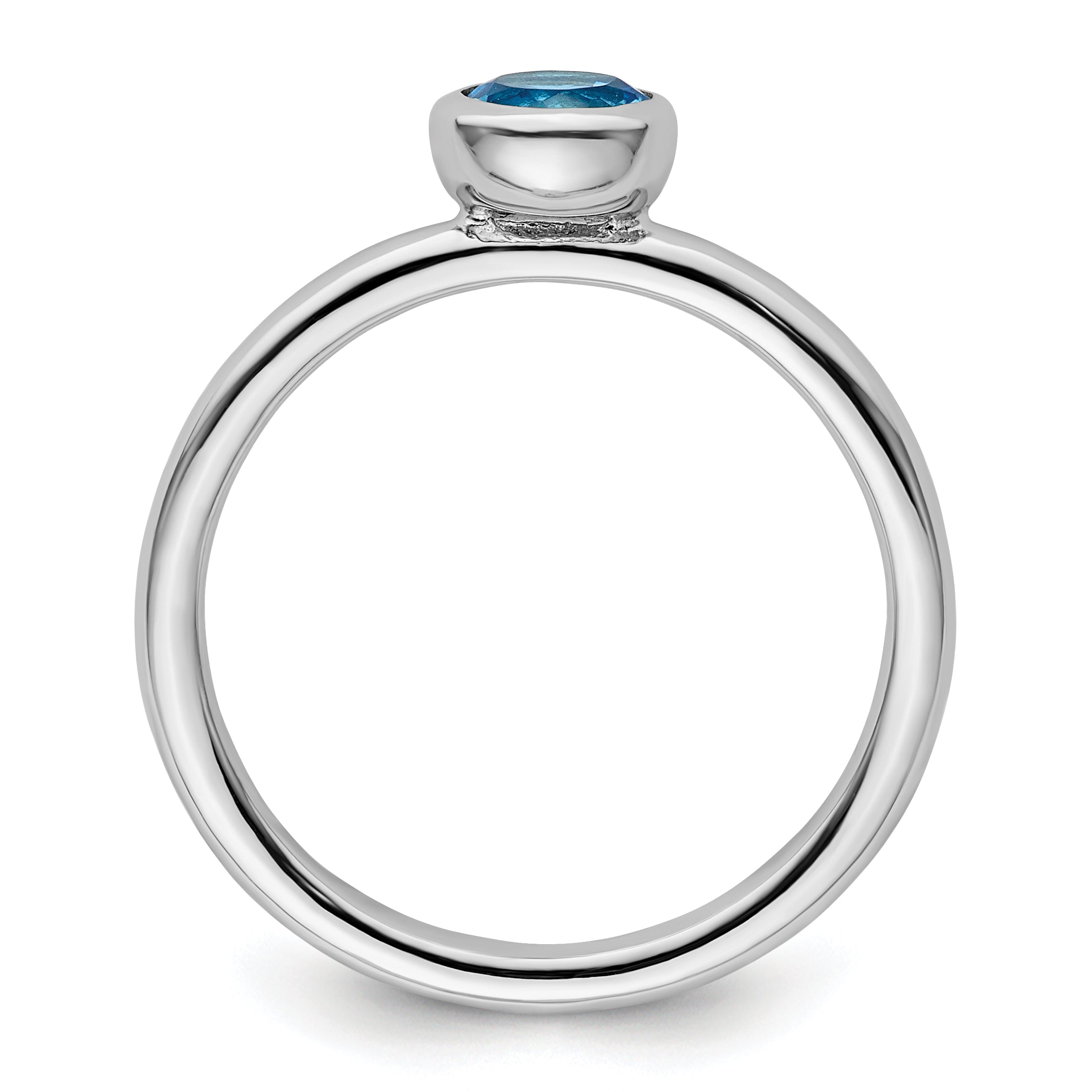 Sterlingsilber Stapelbar Expressions Low 5mm Rund Blautopas Ring