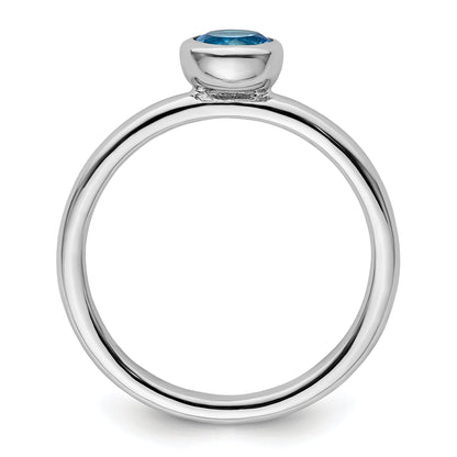 Sterlingsilber Stapelbar Expressions Low 5mm Rund Blautopas Ring
