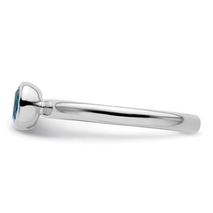 Sterlingsilber Stapelbar Expressions Low 5mm Rund Blautopas Ring