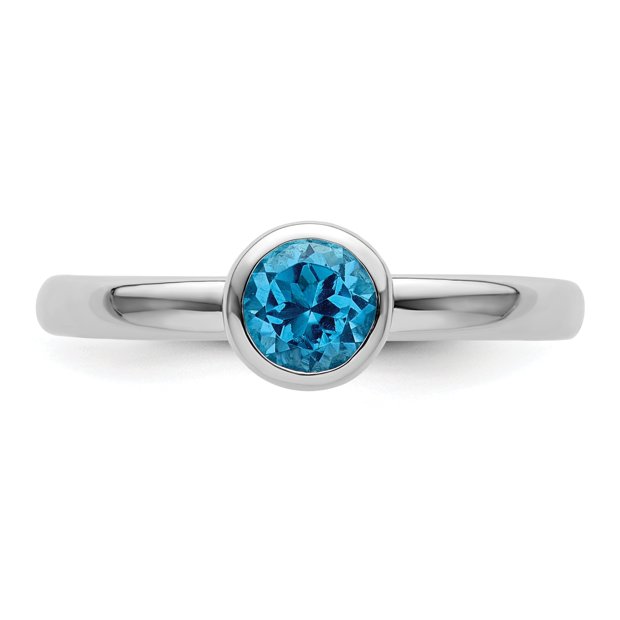 Sterlingsilber Stapelbar Expressions Low 5mm Rund Blautopas Ring