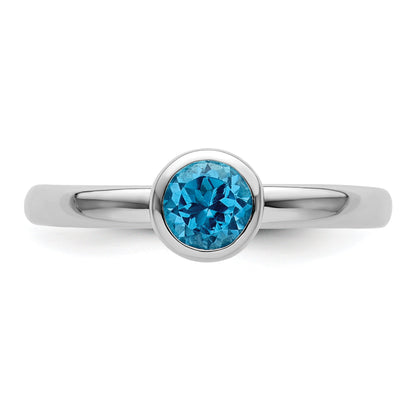 Sterlingsilber Stapelbar Expressions Low 5mm Rund Blautopas Ring