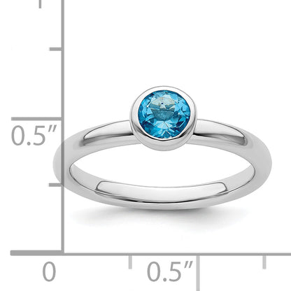 Sterlingsilber Stapelbar Expressions Low 5mm Rund Blautopas Ring
