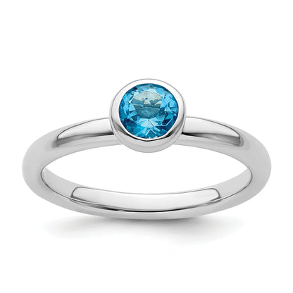 Sterlingsilber Stapelbar Expressions Low 5mm Rund Blautopas Ring