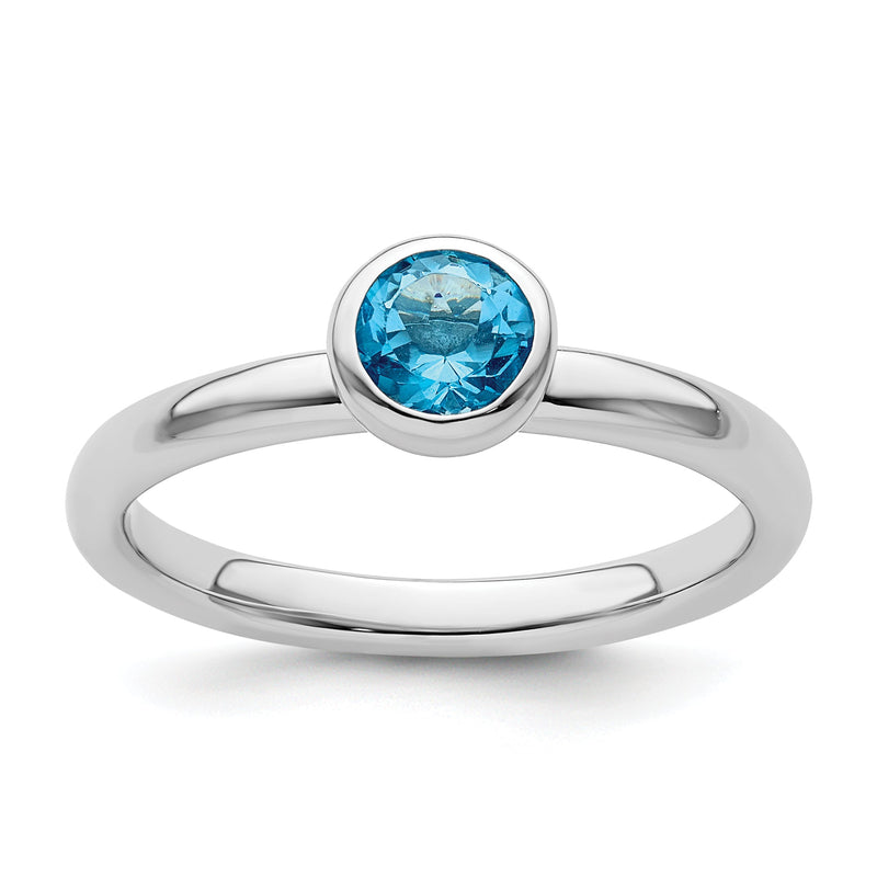 Sterlingsilber Stapelbar Expressions Low 5mm Rund Blautopas Ring
