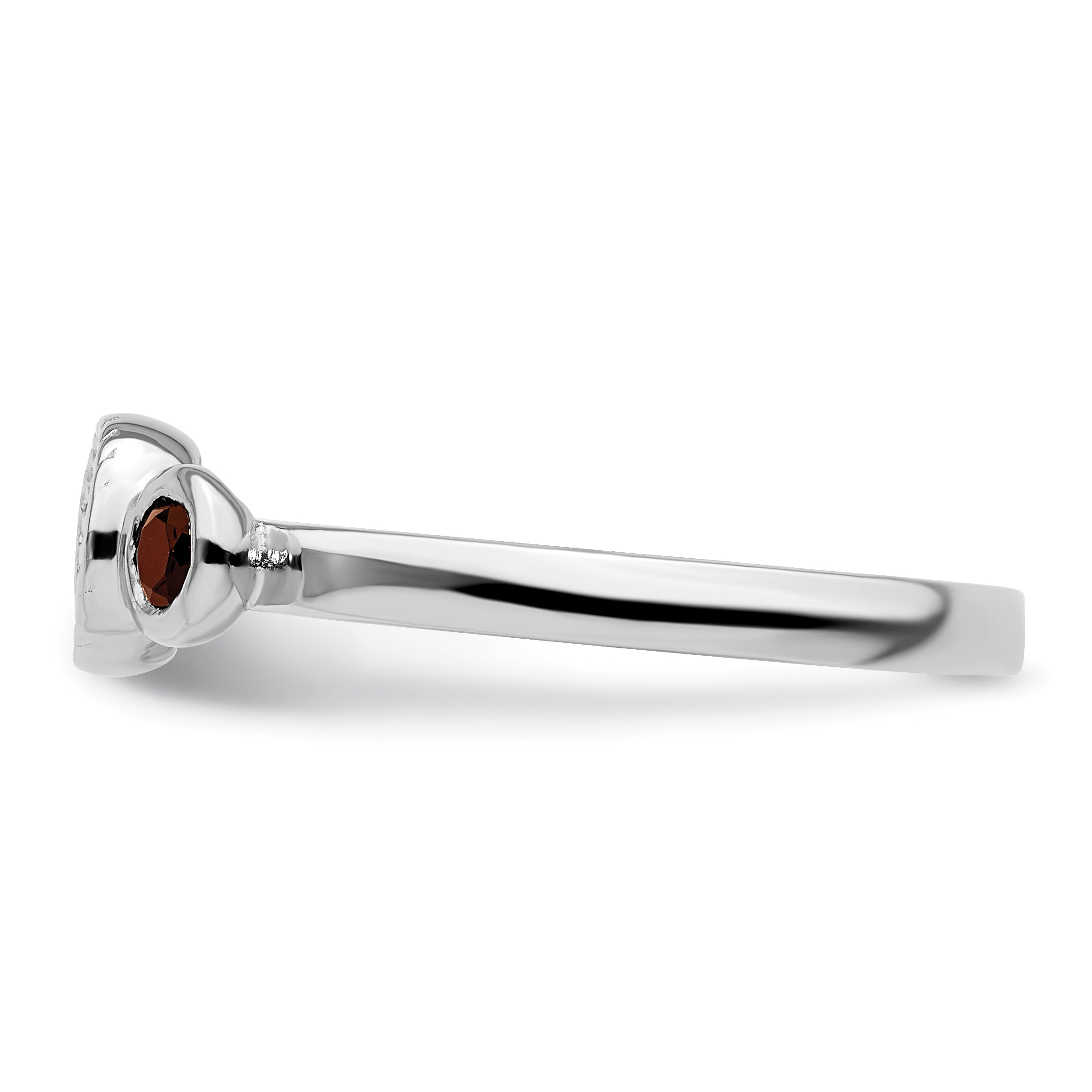 Sterlingsilber Stapelbar Expressions Dbl Rund Granat & Diamant. Ring